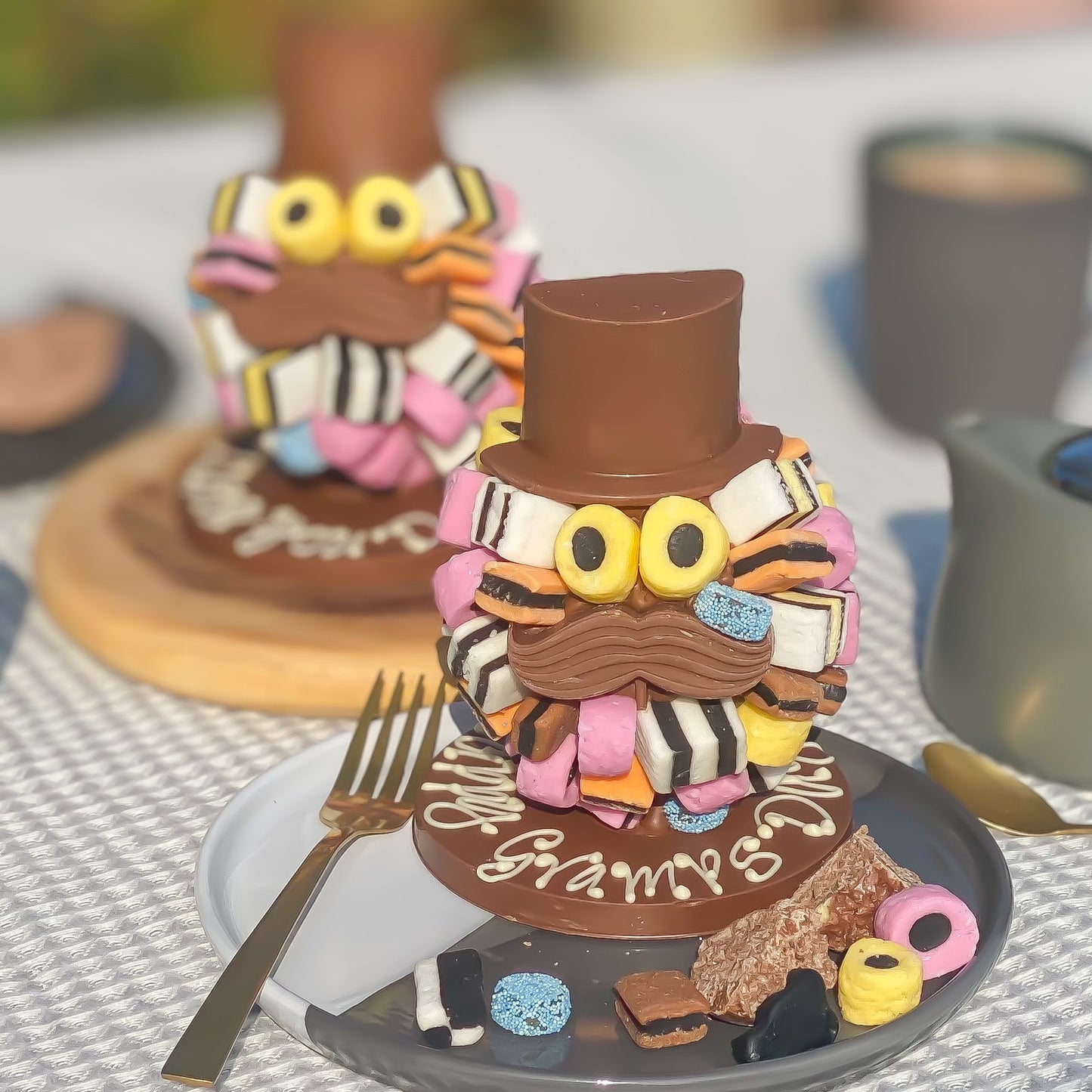 Personalised Liquorice Allsorts® Head with Hat and Moustache