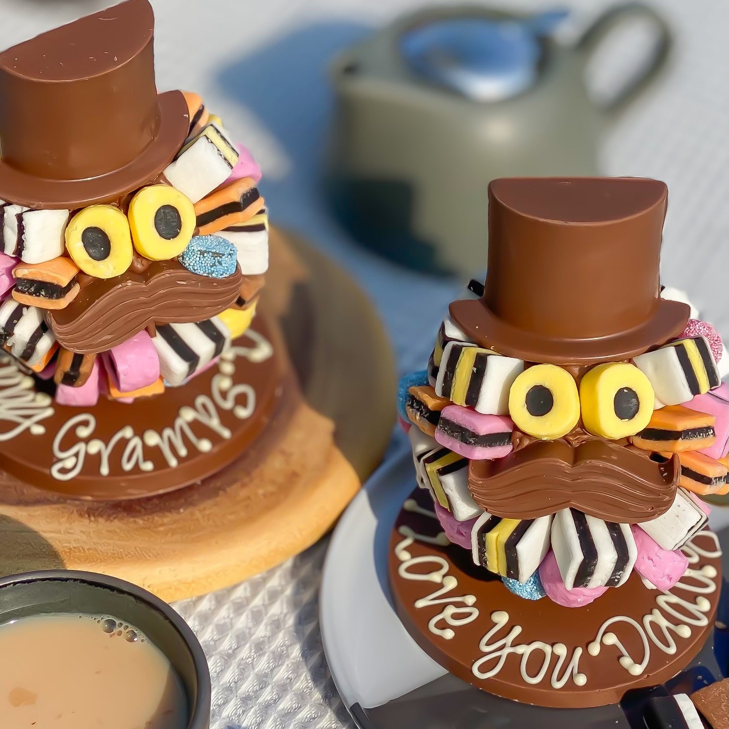 Personalised Liquorice Allsorts® Head with Hat and Moustache