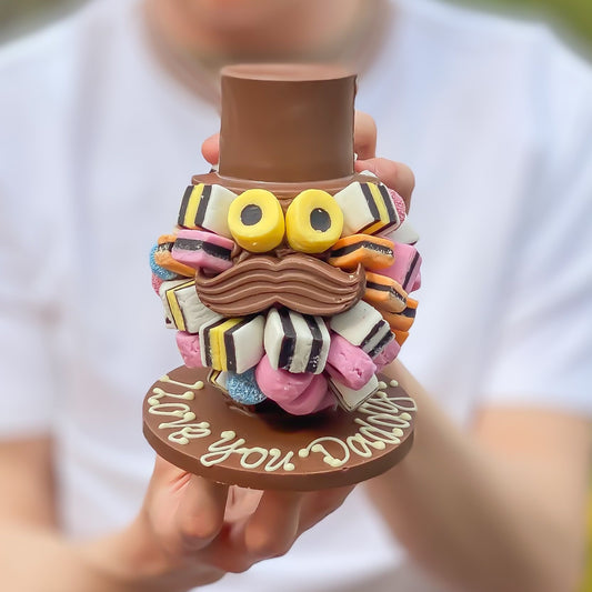 Personalised Liquorice Allsorts® Head with Hat and Moustache